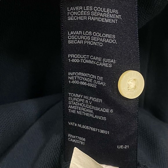 TOMMY HILFIGER Men's Short Sleeve 100% Cotton MIDNIGHT NAVY Blue Polo MEDIUM NWT - Picture 8 of 9